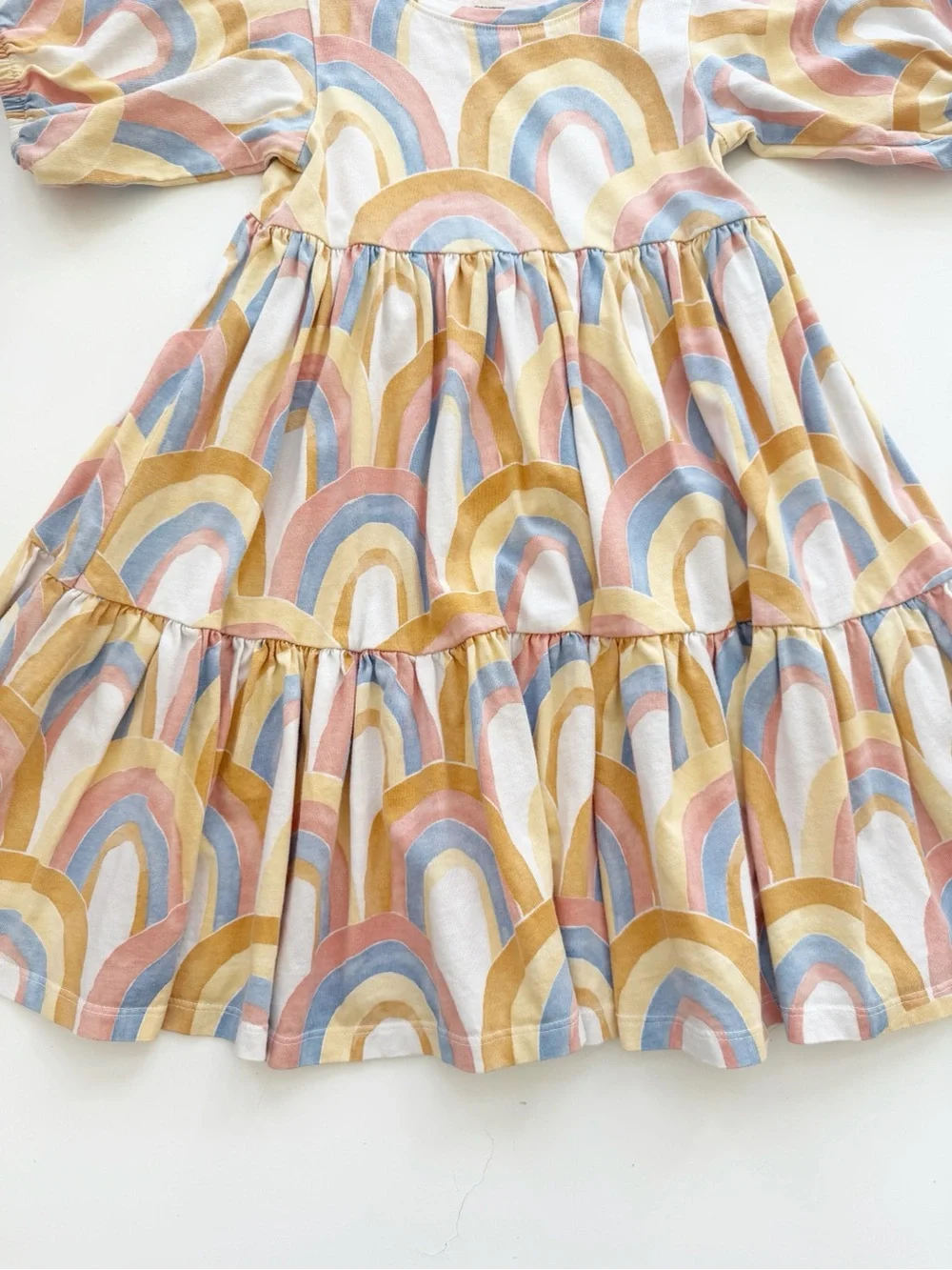 Tea Collection Tiered Puff Sleeve Rainbow Dress Size 3